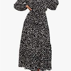 Black and White Puff Sleeve Sundress